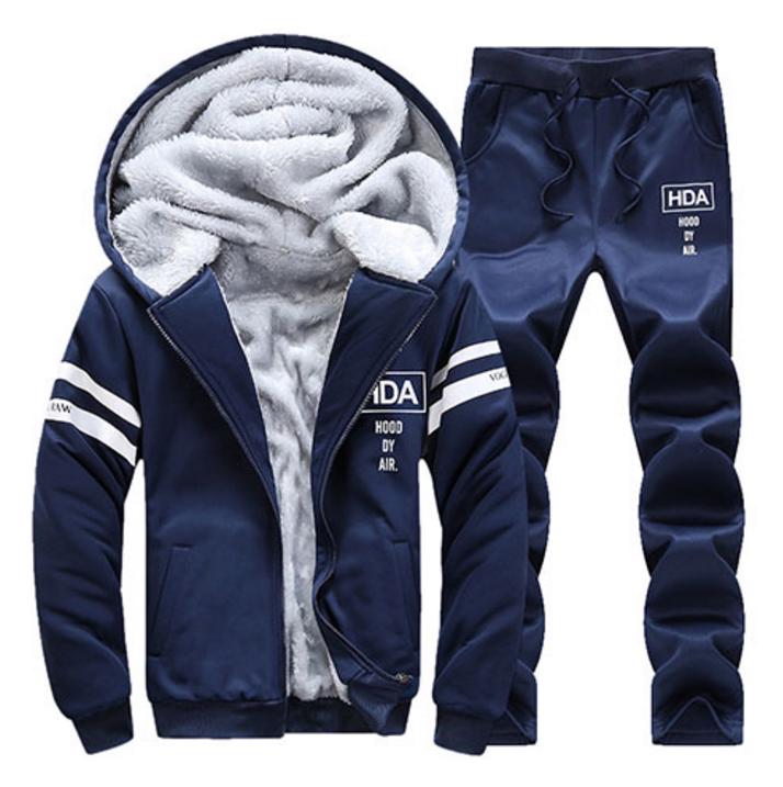 

Ding Mao Leisure Sports Suit Men Autumn And Winter Plus Cashmere Thick Sweater Two Sets XL темно-синий