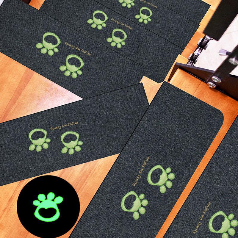 Luminous Self-Adhesive Stair Tread Mats - Splicable, Glue-Free, Solid Wood Protection Carpets