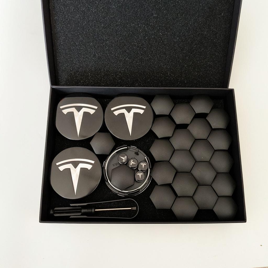 AEQTV1 5PCS 27PCS 31PCS For Tesla Model3 S/X Y Juniper Car Wheel Hub Cover Rim Center Cap Decoration Accessories Cybertruck Roadster