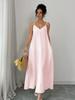European and American Popular Elegant Black Solid Color Suspender Dress Sleeveless Vacation Style Long Dress
