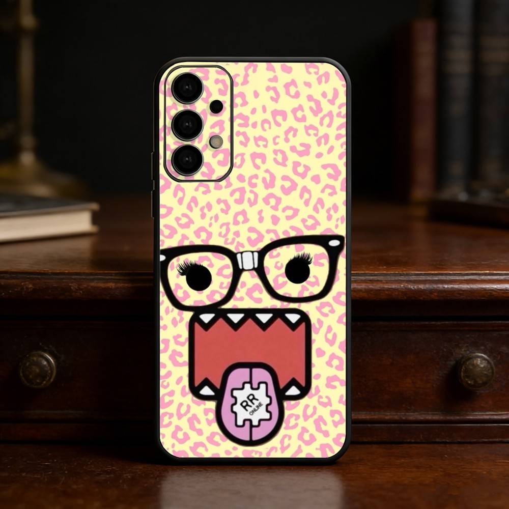Cute Domo-kun Phone Case Phone Case For Samsung S25,24,23,22,30,21,10,9,Ultra,Plus,Lite Soft Black Case