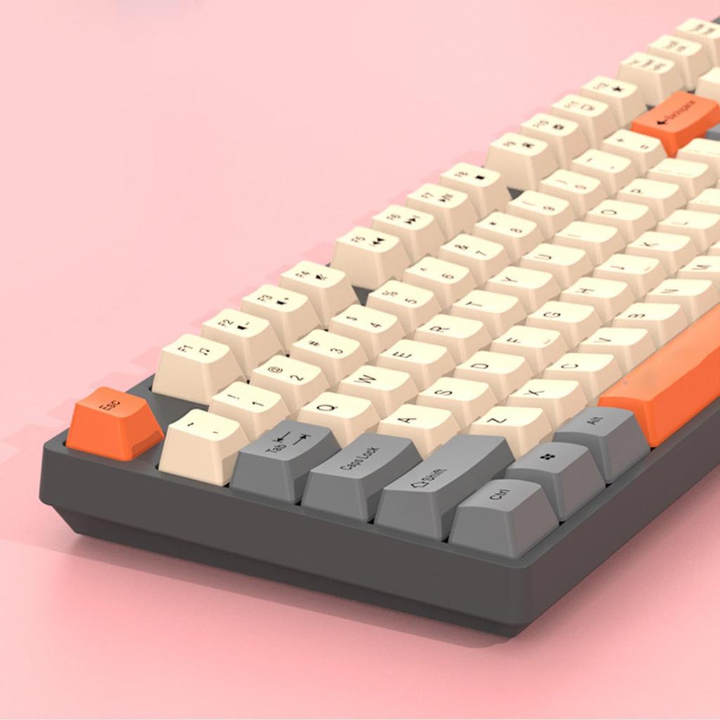 Retro Gaming Keyboard with Multimedia and Office Wired Keyboard for Windows and OS X 104-Key 3-Color Keycaps, Keys, XP, 7, 8, 10, 11, (GREY)
