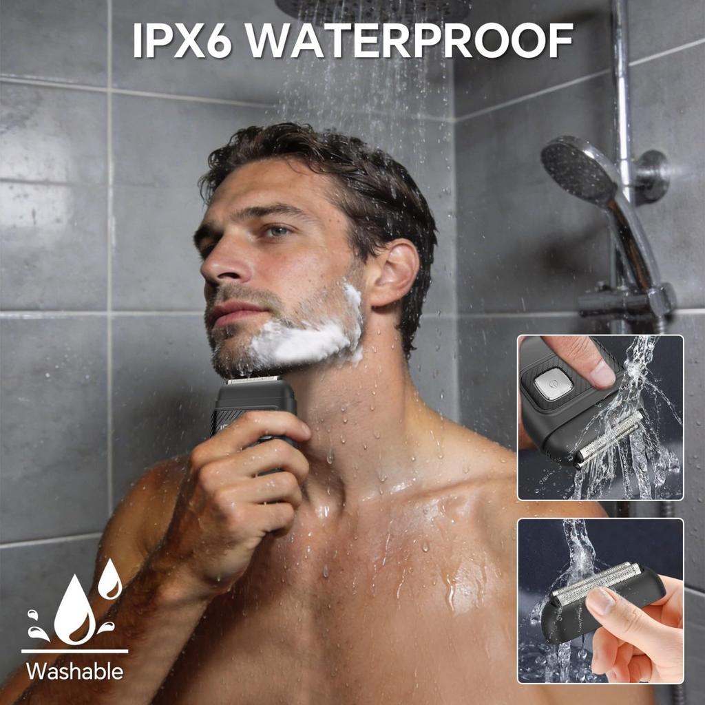 for Men, Cordless Electric Razor with 3 Floating Blades, Waterproof Foil Shaver for Face, LED Display USB-