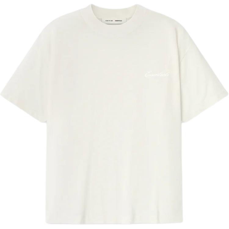 Fear of God Essentials Embroidered Essential Tee Ivory Men Tops Cream 125HO254282F
