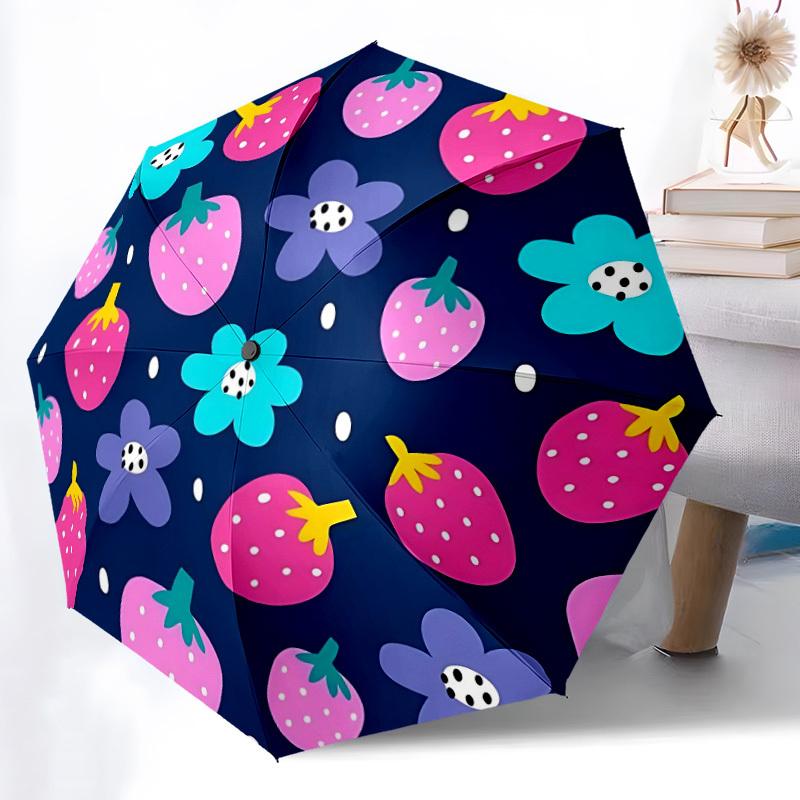 

1pc Fruit Floral Automatic Open/Close Umbrella - Compact Travel Umbrella, Gift for Birthday, Holiday yy260106079