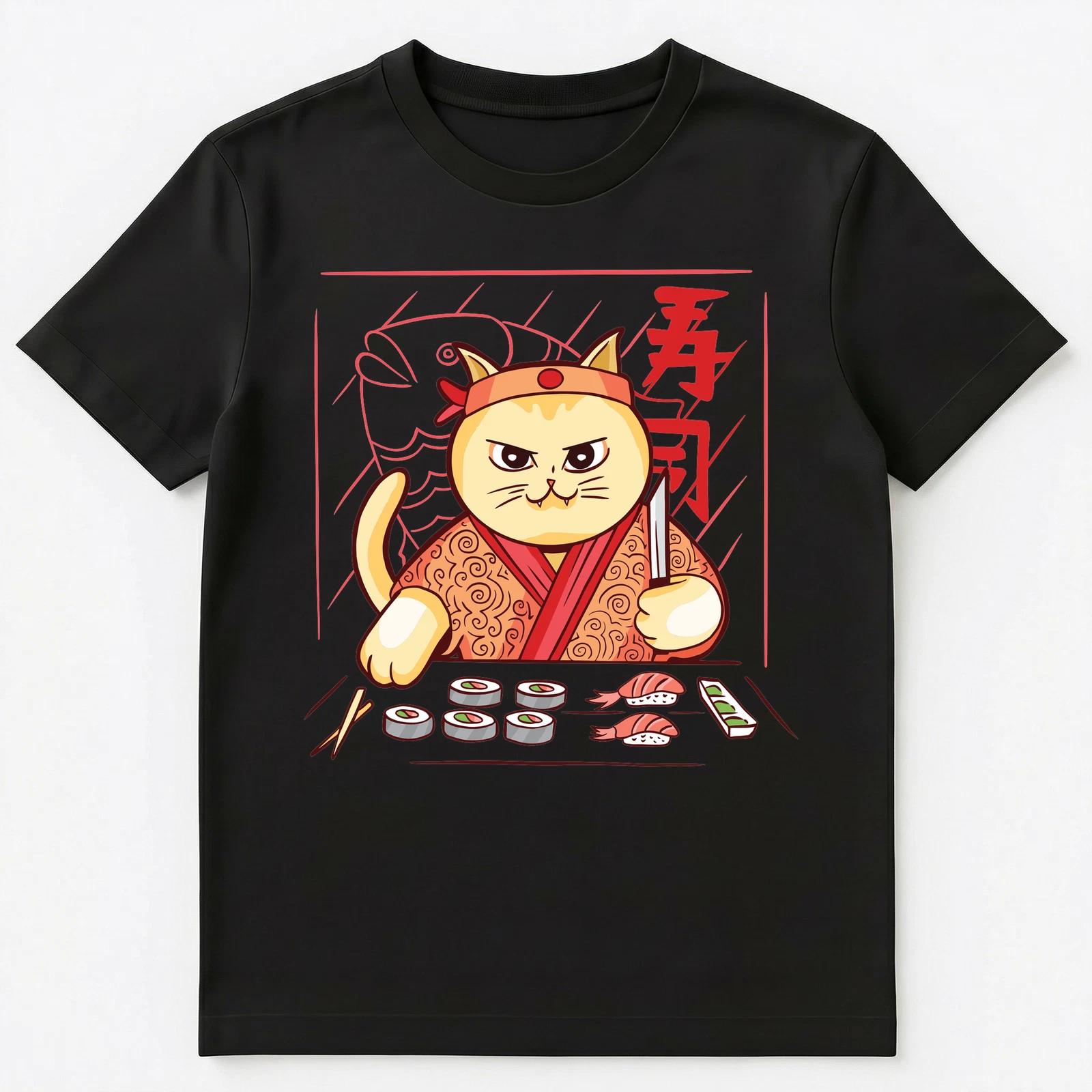 Cute Sushi Chef Cat Unisex T-Shirt M