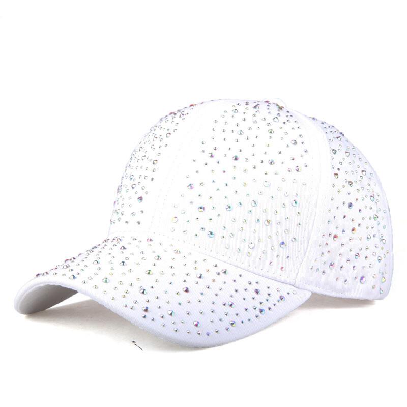 Women Shiny Rhinestones Baseball Cap Adjustable Casual Sport Bling Sun Hat