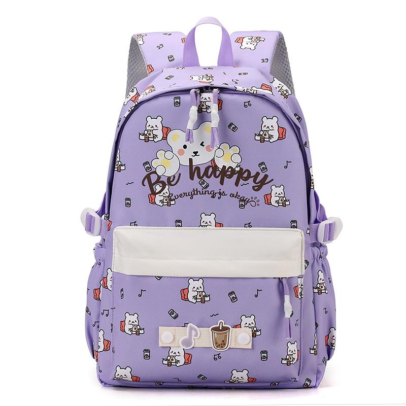 New backpack simple cartoon print student burden reduction schoolbag large capacity leisure travel backpack