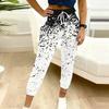 Summer Ladies   Starry Sky Printed Sweatpants Loose Fit Drawstring Joggers Elastic Cuff Daily Casual Pants