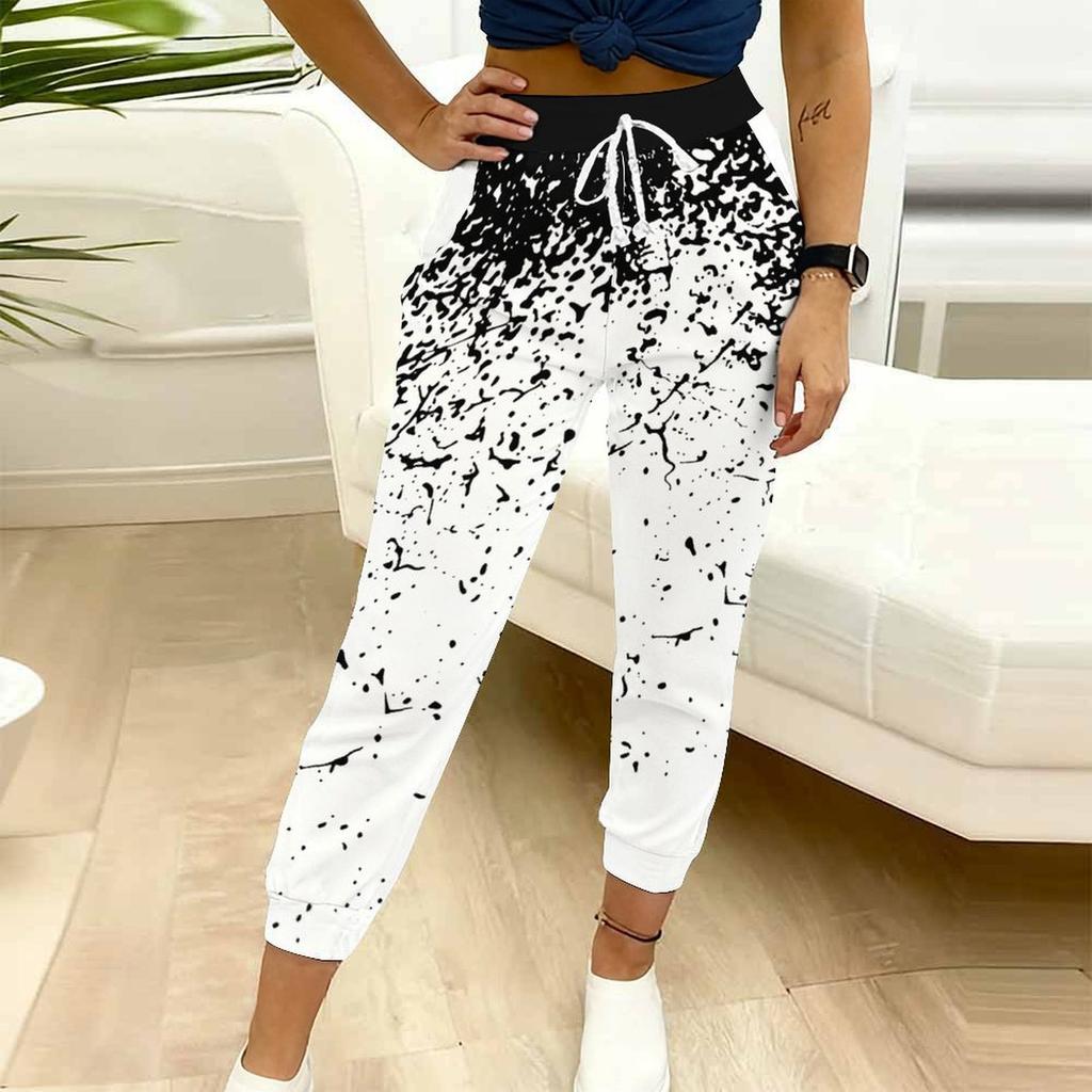 Summer Ladies   Starry Sky Printed Sweatpants Loose Fit Drawstring Joggers Elastic Cuff Daily Casual Pants