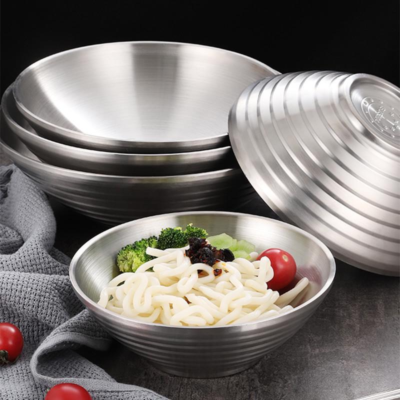 Golden Double-Layer 304 Stainless Steel Ramen and Soup Bowl 18 cm