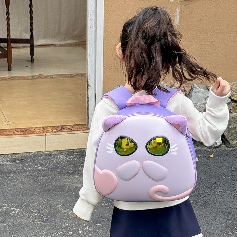 School BagsBaby Small  Cute Wearing Sunglasses Kitten Backpack New Eggshell Children's Backpack Tide