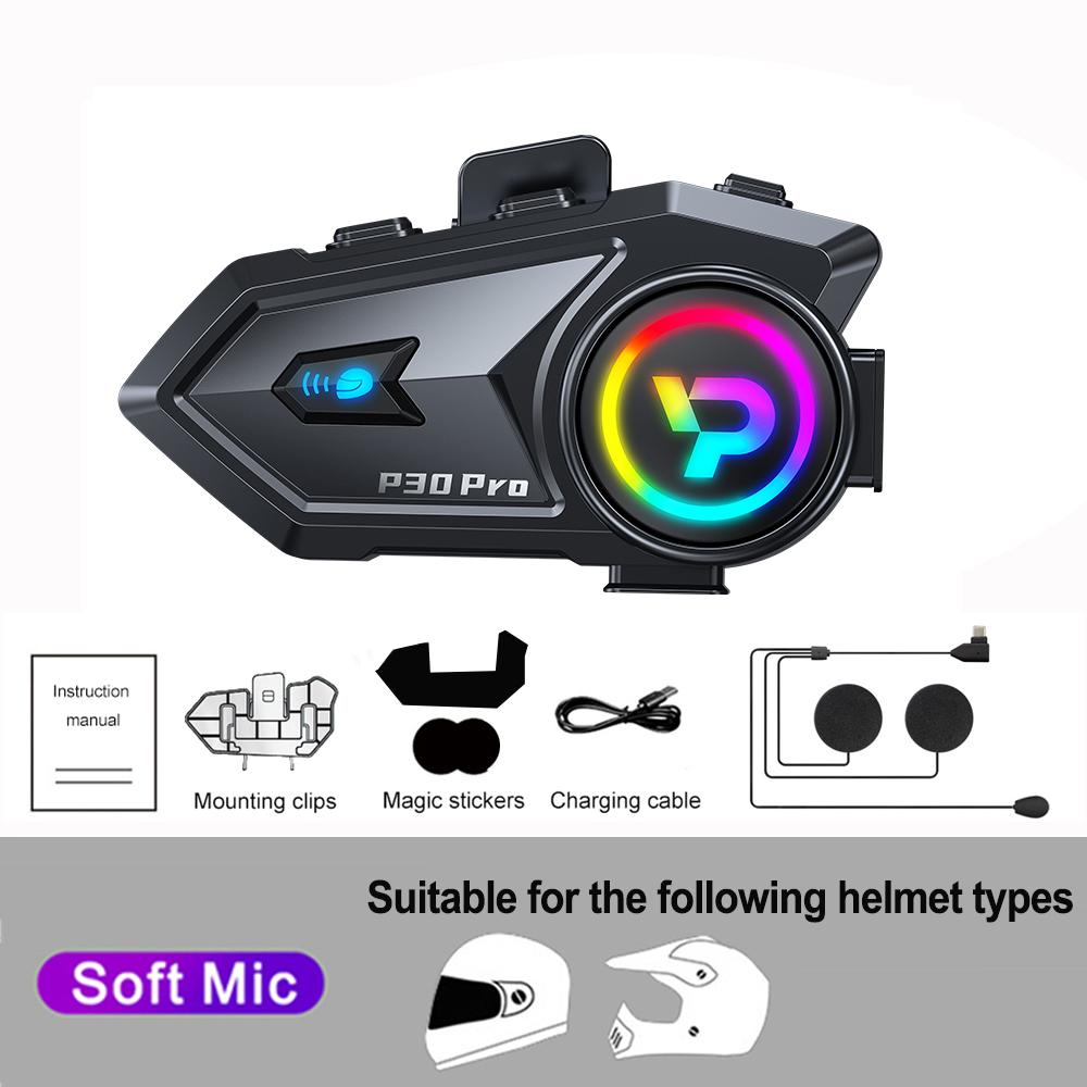 P30 Pro Motorcycle Helmet Wireless Headset  Wireless Dual-Core 6.0 Bluetooth 1000Mah Helmet Headset Voice Assistant Moto Earphone Motorbike Headphone