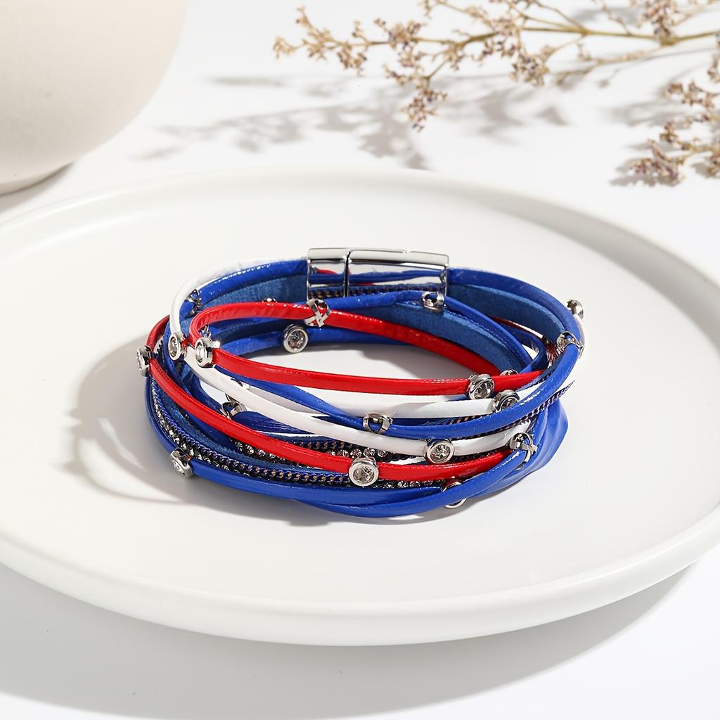 Faux Leather With Independence Day For Women For Daily And Vacation Vintage Multi-Layered Jewelry Wear Wrap Bracelet Boho Style 1PC Accessories