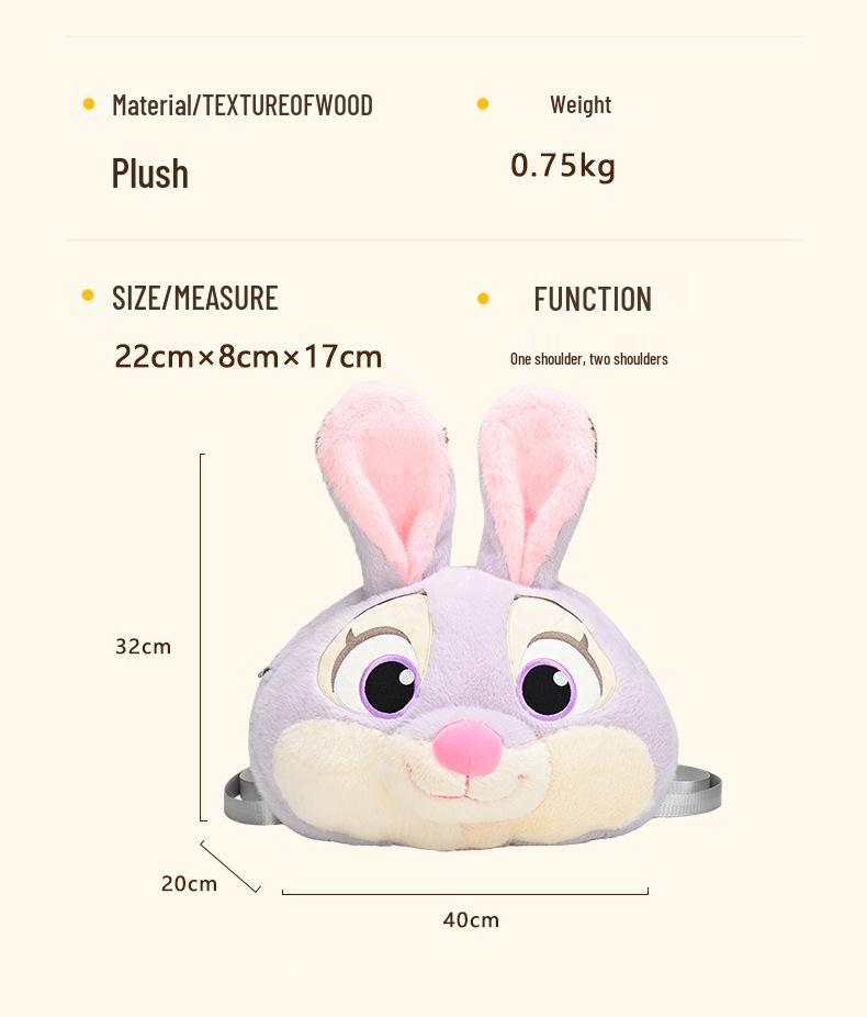 Zootopia Nick Wilde & Judy Hopps Plush Backpack - Cute Big Head Fox & Rabbit School Bag
