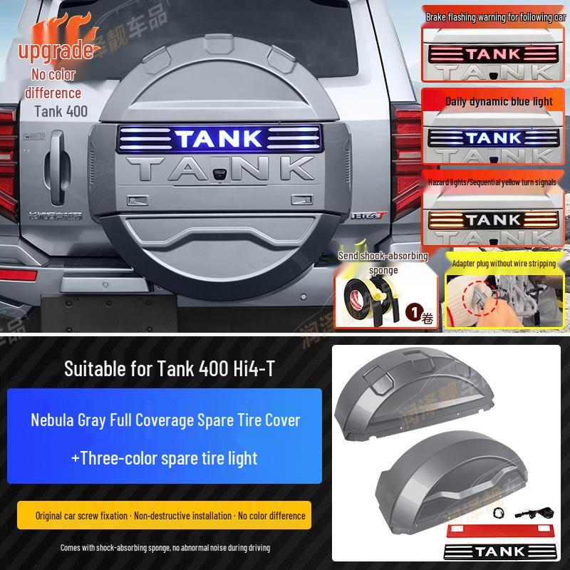 Tank 400 Hi4-T Mecha Spare Tire Cover with Lights - Full Coverage & Original Car Color