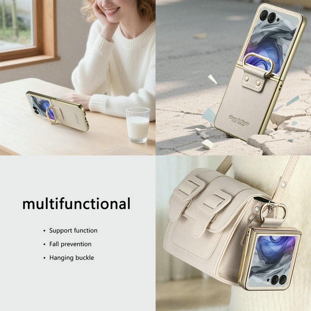 Luxury Case for Motorola Moto Razr 60 Ultra 5G 2025 Armor Leather Back Panel Ring Cover Moto Razr 50 Ultra Case Razr Plus Funda