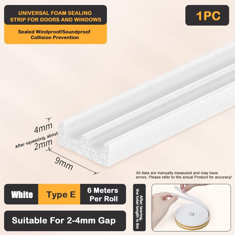Self Adhesive Weather Stripping Door Seal Strip EPDM Windproof Door Seal Strip Anti Collision 6Meters Weatherstrip for Window