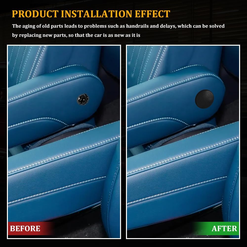 2PCS Armrest Cap Cover, Seat Cover Cap, Black Left or Right Rear Bucket Seats Arm Rest Handle Trim Bolts Compatible with Chevy Tahoe Escalade,