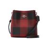 Town 16 British Style Pattern Snap Canvas and Leather Crossbody Bag Small Women's Black Red