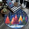 Winter Forest Round Area Rug,Carpet Rug for Living Room Bedroom Sofa Playroom Decor,Non-slip Floor Mat