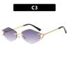 Small Frame Hexagon Sunglasses Women  Luxury Brand Metal Rimless Rhombus Sun Glasses For Female Retro Polygon Eyewear UV400