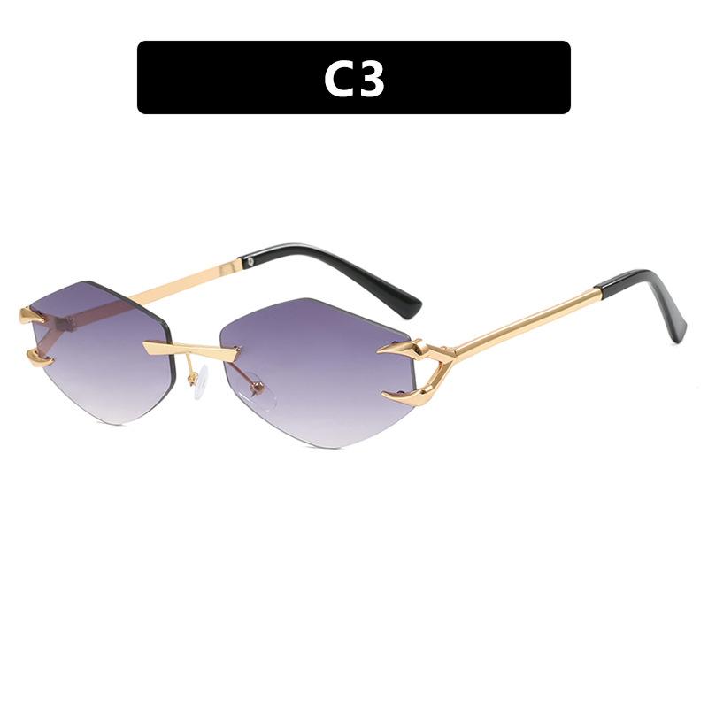 Small Frame Hexagon Sunglasses Women  Luxury Brand Metal Rimless Rhombus Sun Glasses For Female Retro Polygon Eyewear UV400