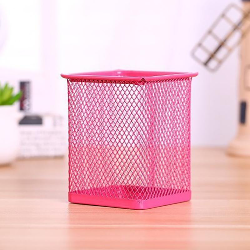 Multifunction Round/Square Mesh Pen Pot Multicolor Pen Holder Desk Tidy Stationery Organiser Pencil Storage Stationery Organiser