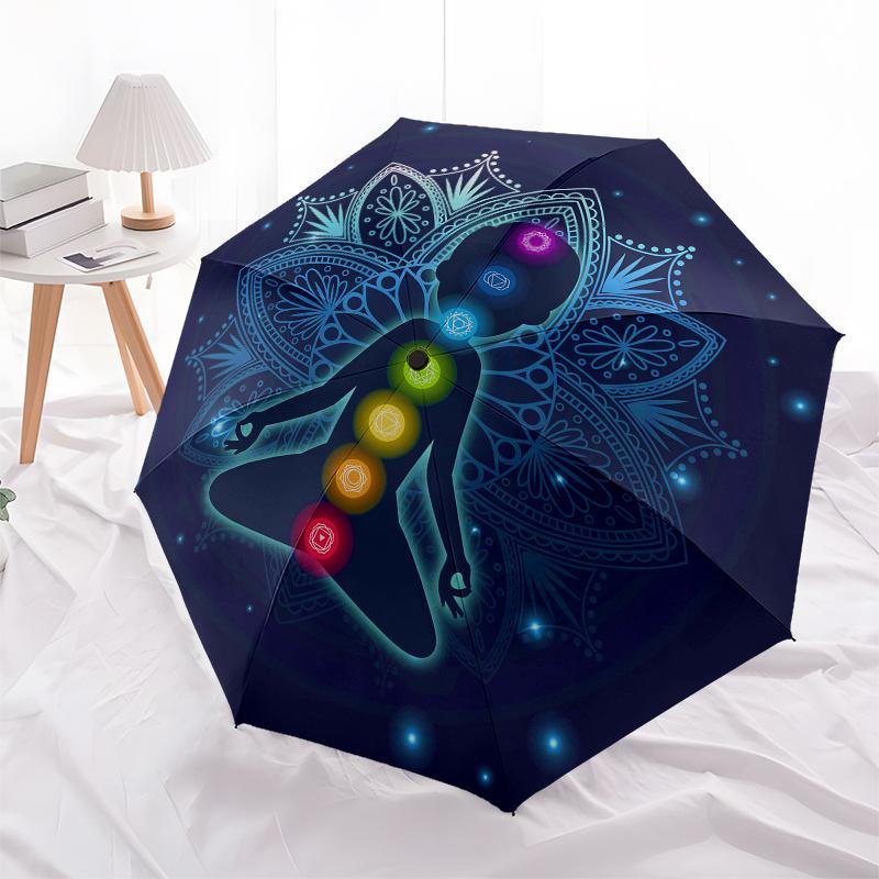 Chakra Balance Meditation Umbrella, Portable 3-Fold Umbrella for Men & Women,Christmas Gift ES266