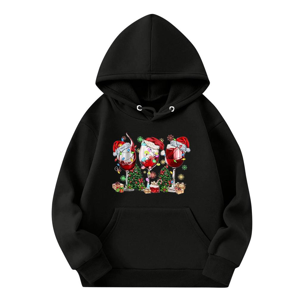 Sweatshirts For Teen Girls Hoodies Long Sleeve Drawstring Pullover Cute Printed Oversized Hoodie Christmas