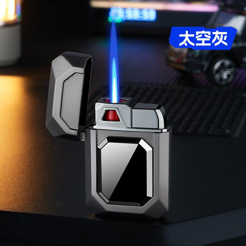 High-appearance-level Magnetic Inflatable Windproof Lighter Metal Body Blue Flame Cigarette Accessories Men's Gift