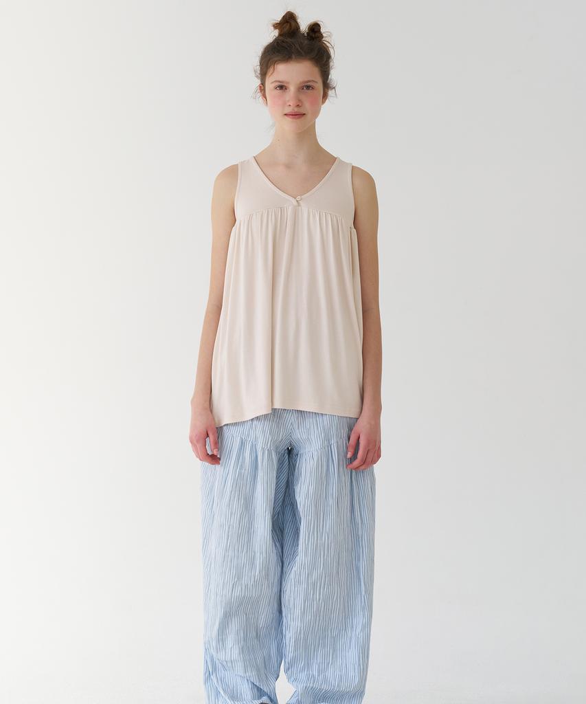 PESTO Shirred Sleeveless Top Peach