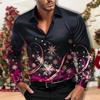 Christmas Men's Christmas Scene Printing Shirt Snow Snow Casual Fashion Lapel Button Long-sleeved Party Autumn Shirt