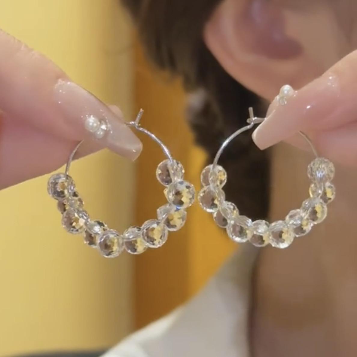 Elegant Beaded Crystal Earrings for Women - Versatile Luxury Ear Cuffs