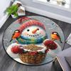 Snowman with Birds Round Area Rug,Carpet Rug for Living Room Bedroom Sofa Playroom Decor,Non-slip Floor Mat
