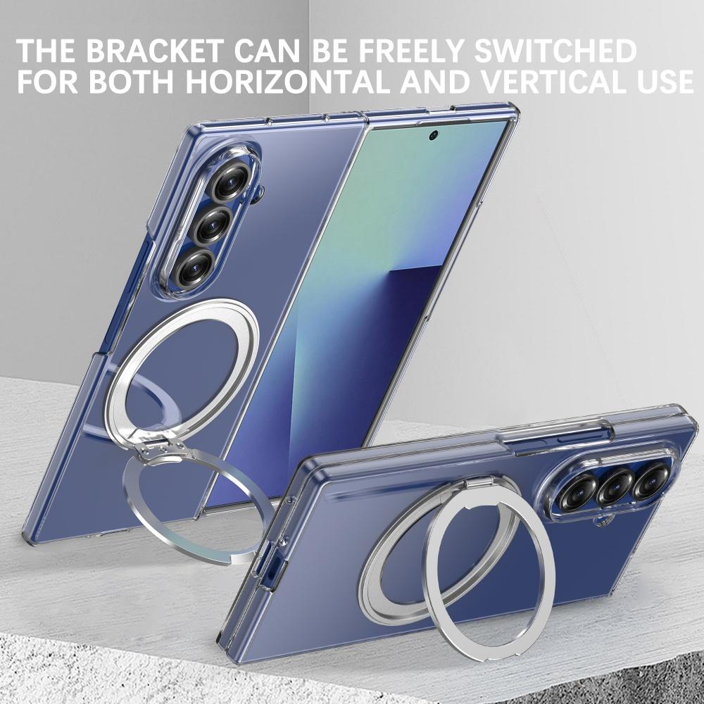 For Samsung Z Fold 7 Luxury 360 Bracket Slim Clear For Magsafe Wireless Charging Phone Case For Samsung Z Fold 6 Anti Drop Cover
