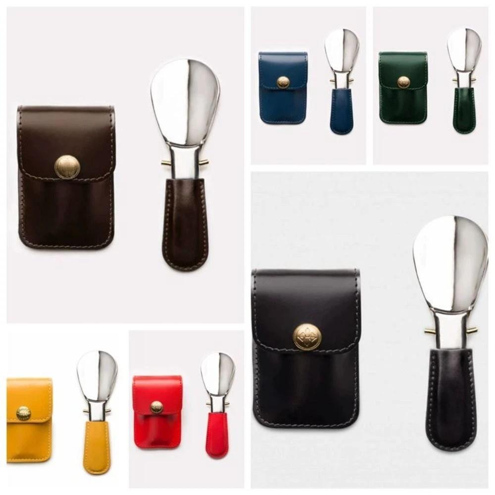 Leather Bag Elderly Person Folding Shoehorn PU Handle Portable Shoe Lifter Tool Travel