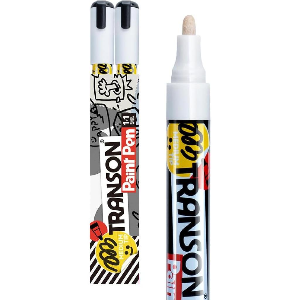 TRANSON 12 Colors Permanent Fabric Markers Oil Based Waterproof for Rocks Crafts Diy Painting Medium Tip