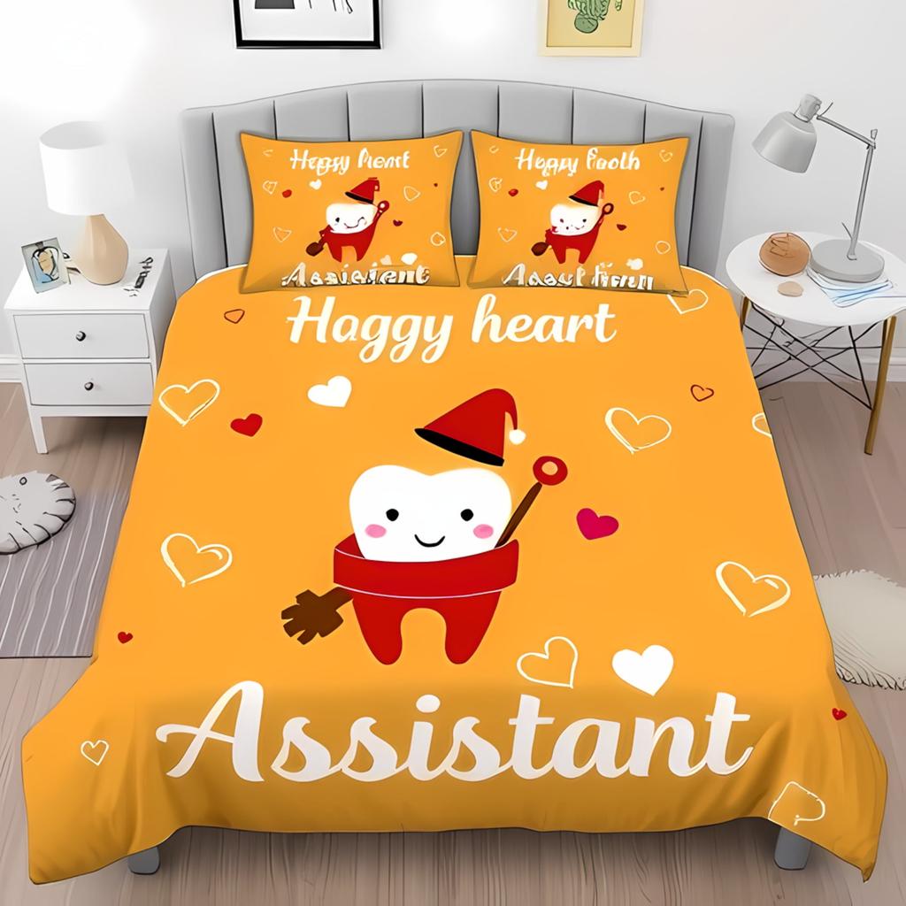 Tooth Duvet Cover Sets For Teens Queen King Lightweight Quilt Covers Animal Teeth Cartoon Teeth Bedding Sets Room Decor No Quilt