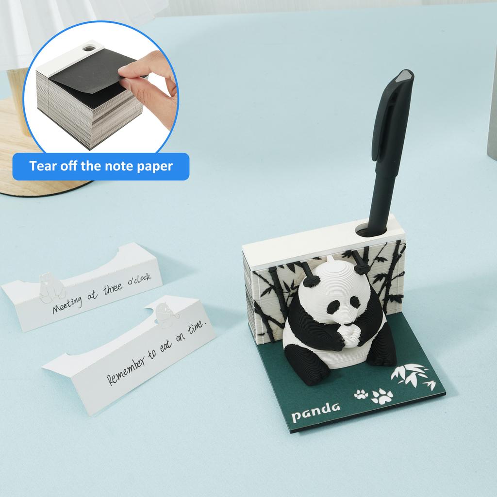 2025 3D Panda Paper Sculpture Desk Calendar Tear-Away 3D Memo Pad Art Sticky Notes Creative Paper Carving Art Ornaments Gifts
