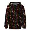 Women's Black Printed Hooded Sweatshirt with Patch Pocket - MH548
