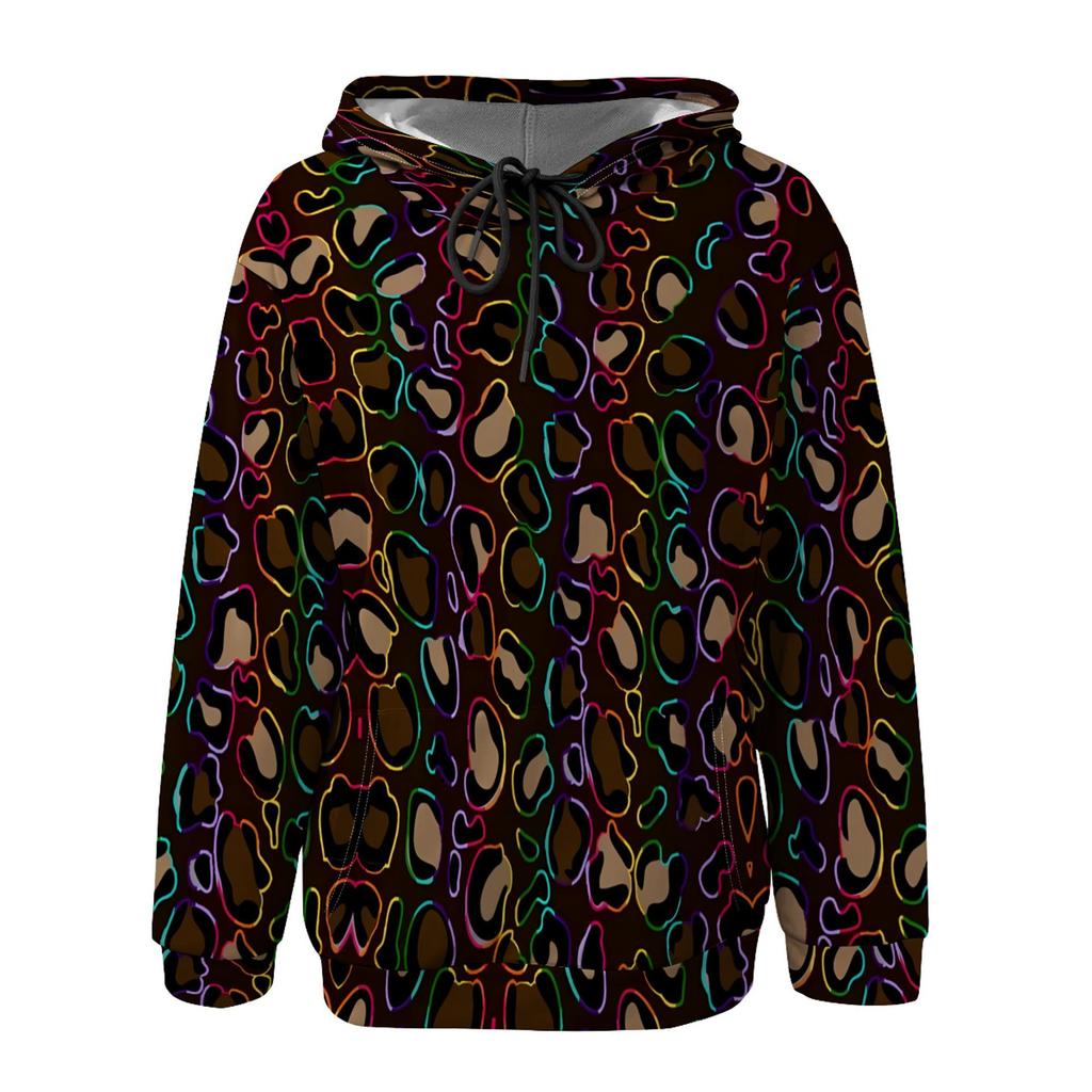 Women's Black Printed Hooded Sweatshirt with Patch Pocket - MH548