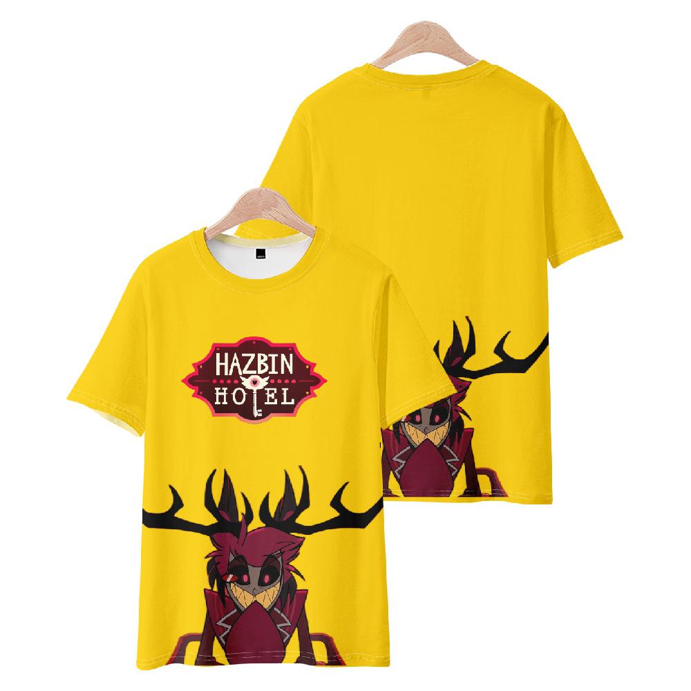 Hazbin Hotel Anime Women Men's T-shirts Cartoon Printed O-Neck Oversized Short Sleeves Fashion Mens Clothing Streetwear