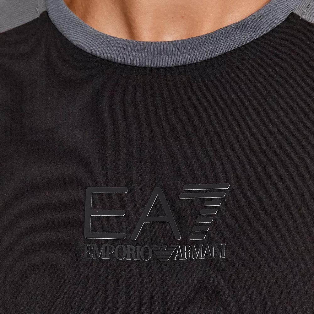 Emporio Armani EA7 Letter Patch Crew Neck Straight Fit Short Sleeve T-Shirt Men Tops Black 6RPT15-PJ02Z-11200