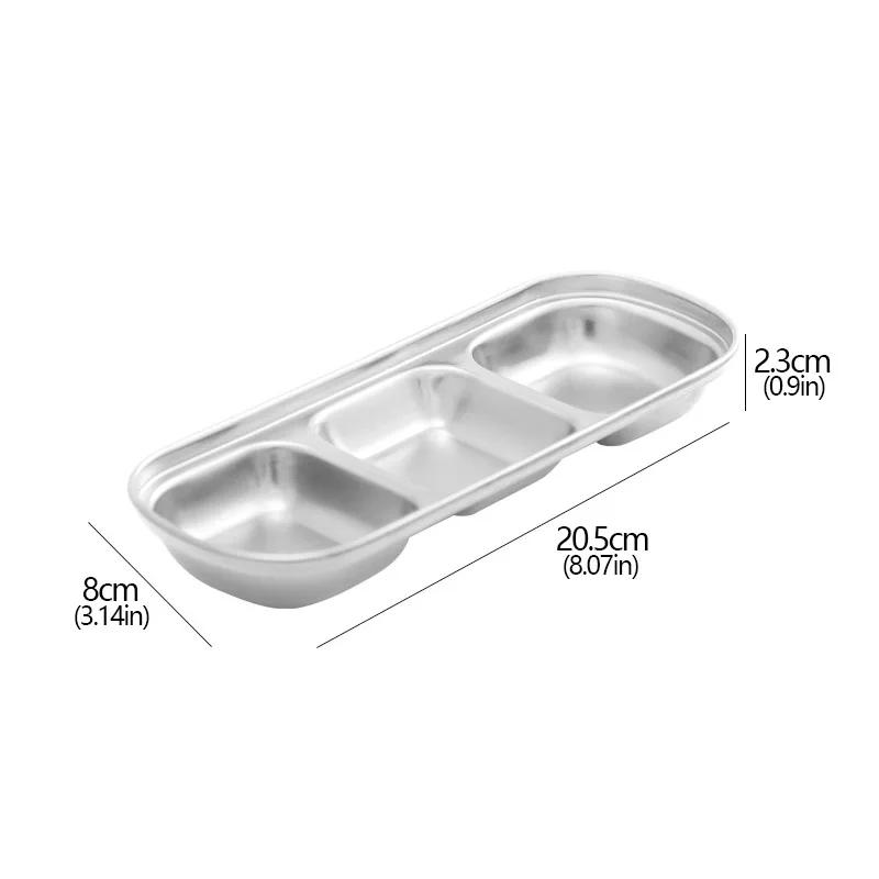 Stainless Steel 1-4 Grids Seasoning Plate Dipping Dish Sauce Dish Hot pot Barbecue Flavor Dish Kitchen Condiment Tray