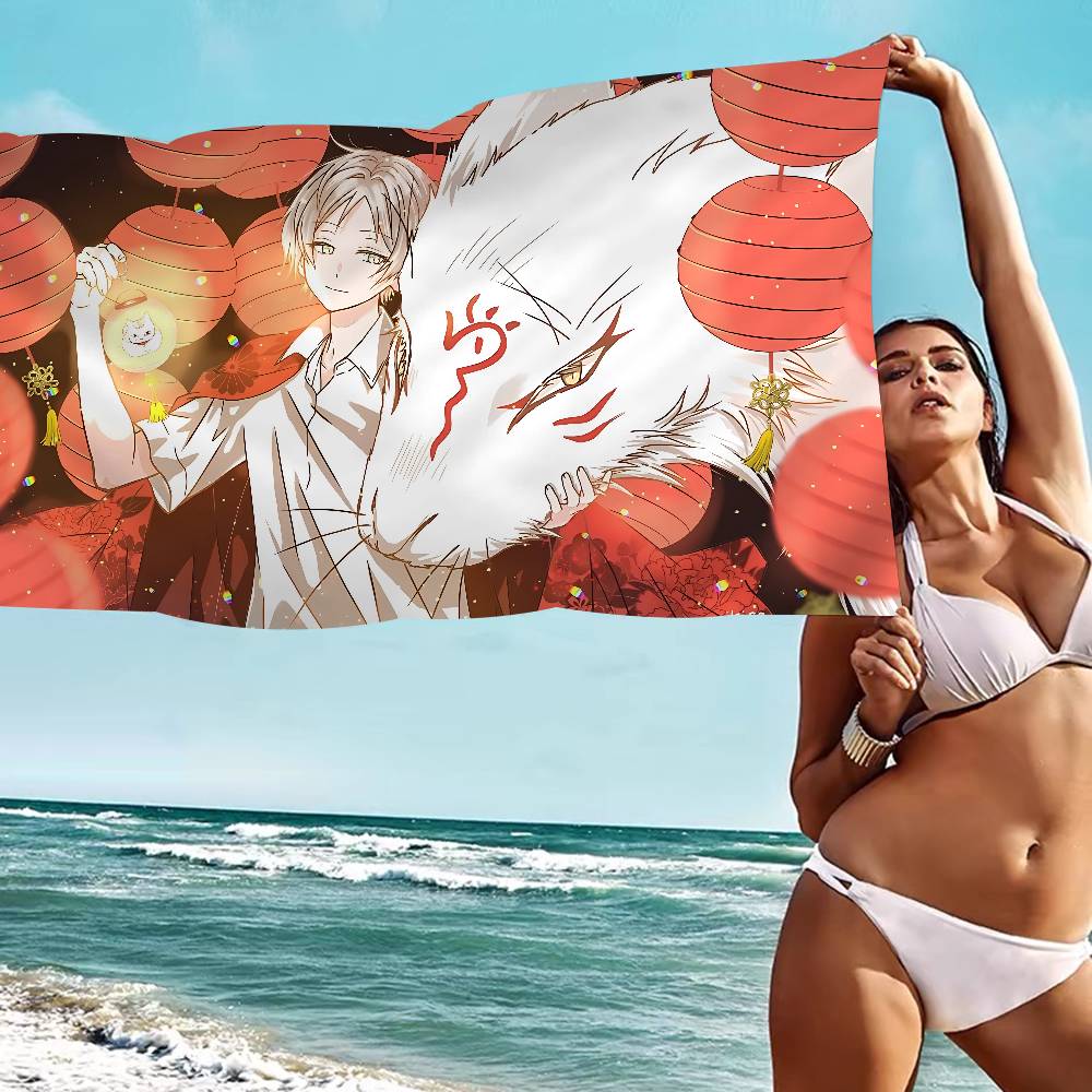 Natsume Yuujinchou Cartoon Bath Towel Microfiber Soft Water Absorbing Breathable For Girl Kids Decorative Cartoon Beach Towel