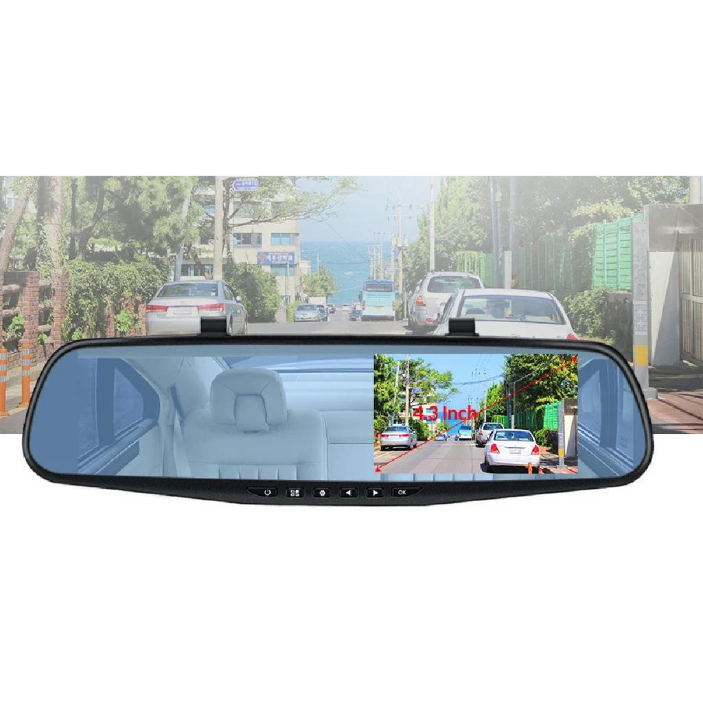 E-ACE Dashcam Car Dvr 4.3 Inch Mirror FHD 1080P Camera Optional Dual Lens DVR  Rearview Mirror Dash Camera Video Recorder Auto