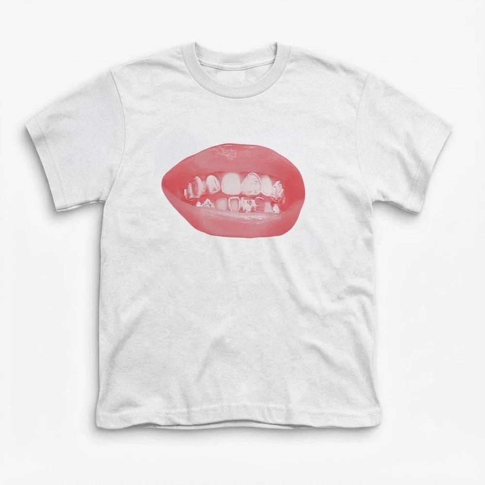 Red Lips Grillz Ice Grill Teeth White TShirt S