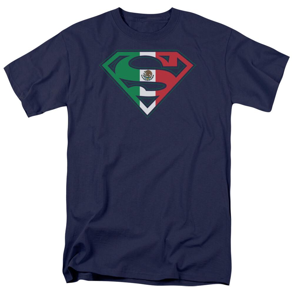 26 Superman Mexico Shield T Shirt Mens Licensed Clark Kent DC Comic Tee Navy Unisex T-Shirt XXXL