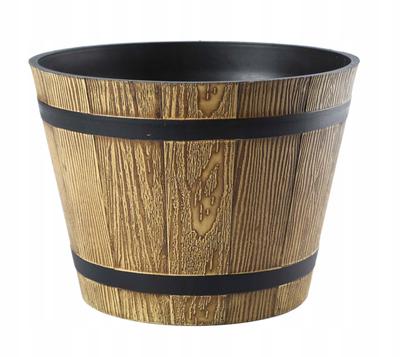 Madera rund blomkruka, träimitation, ljusbrun, 23 cm